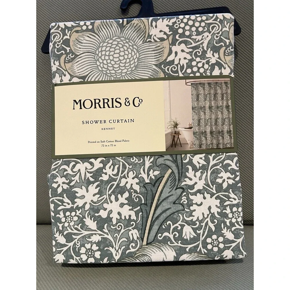 Morris & Co. KENNET Shower Curtain Floral Garden Cotton Blend Fabric 72x72” New